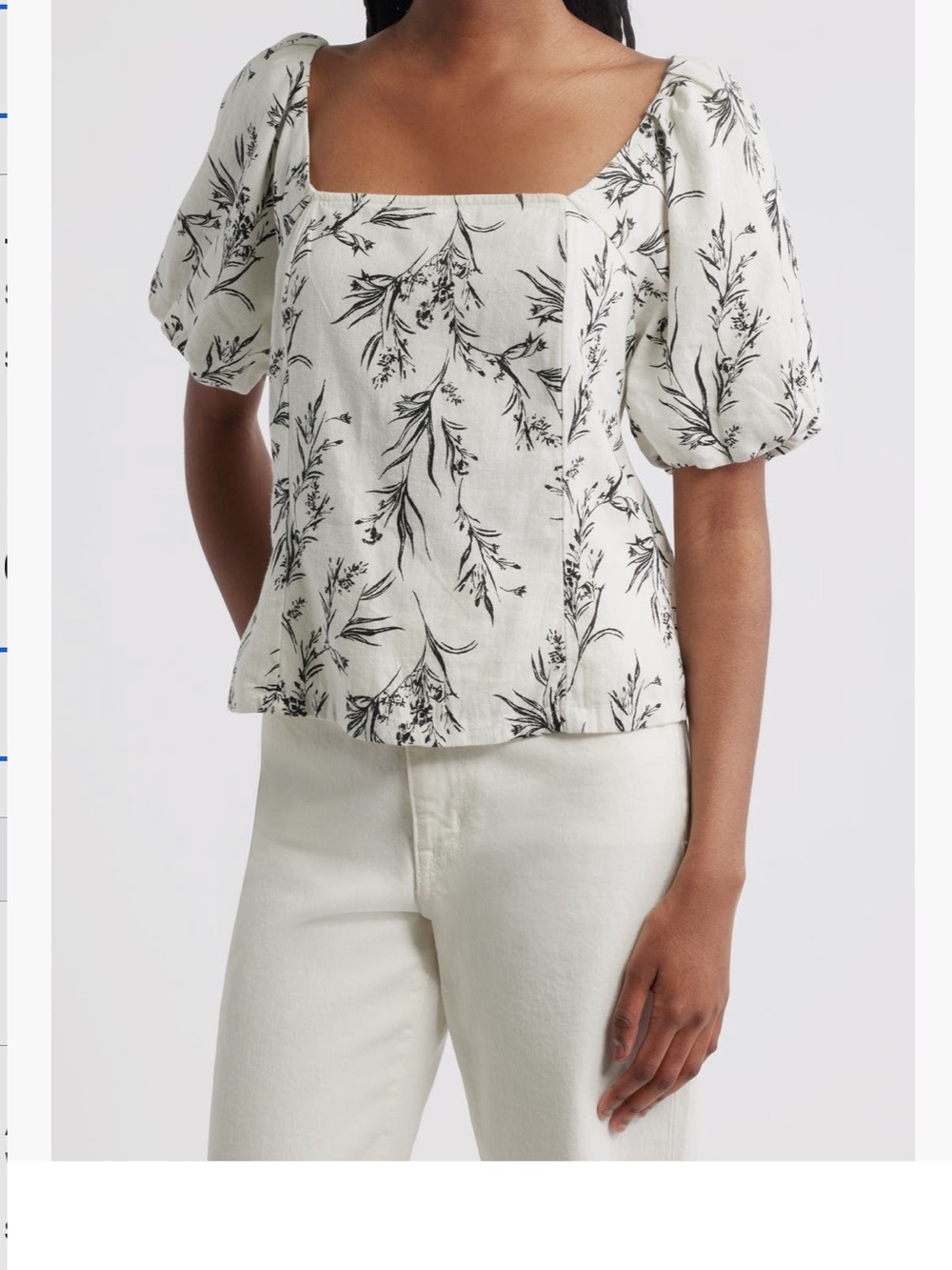 Linen babydoll top with cinching back